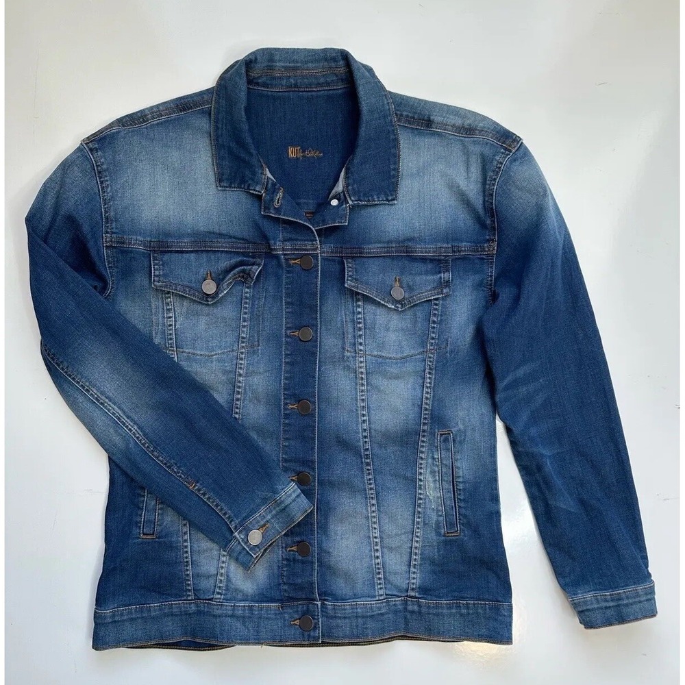 Kut From The Kloth Emma Boyfriend Jacket Blue Stretch Denim / Women's Medium